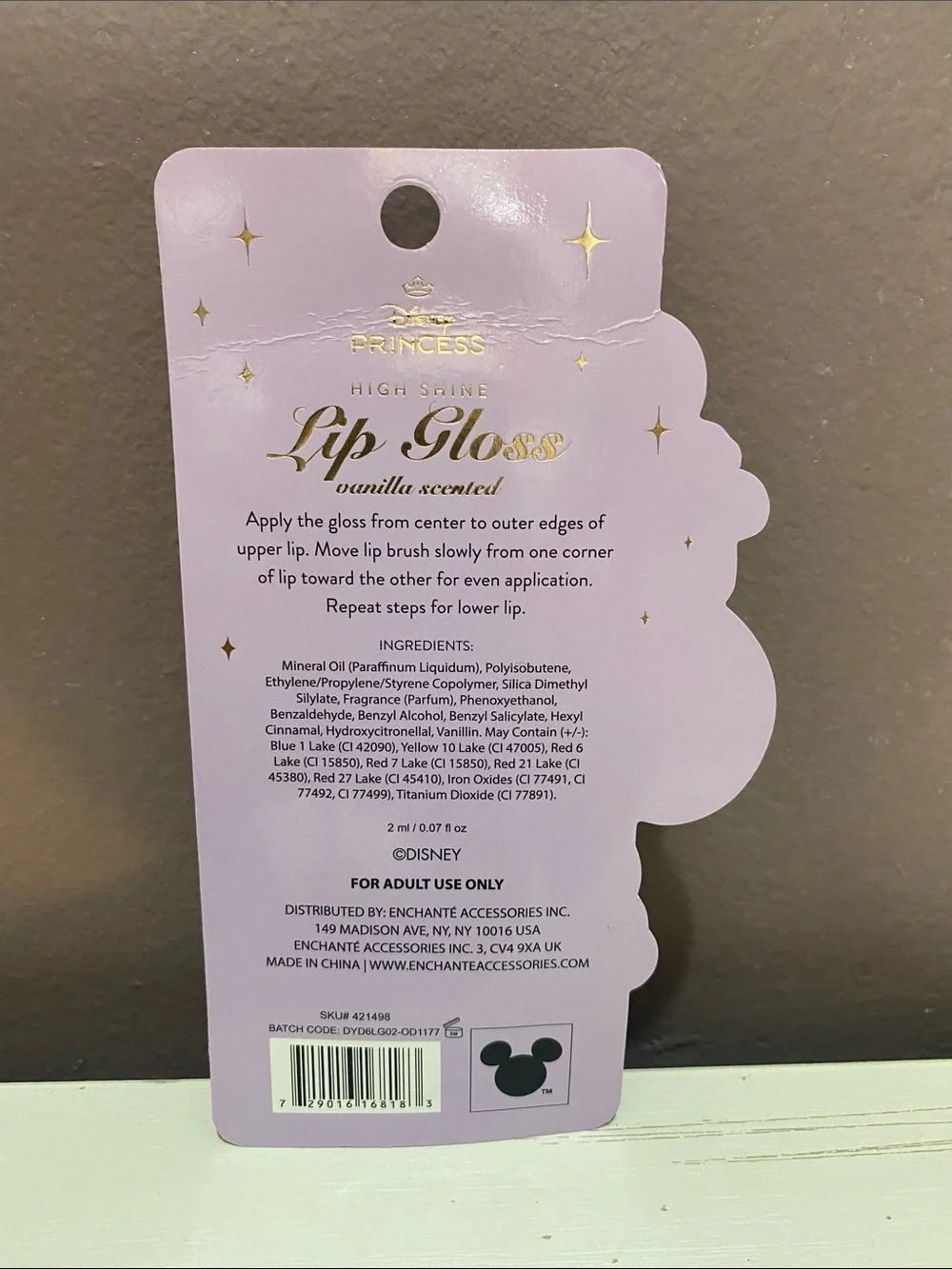 Princess Jasmine Pink Lip Gloss with Yellow Genie Lamp Cap